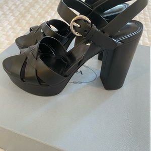 Prada black platform heels